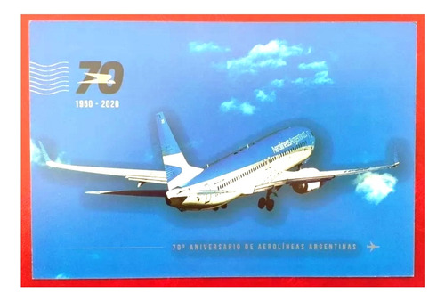 Entero Postal 70 Aniversario Aerolíneas Argentinas. 2020
