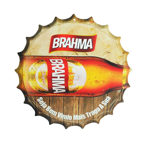 Placa Decorativa Modelo Tampa Cerveja Brahma 29x29 Mdf6mm