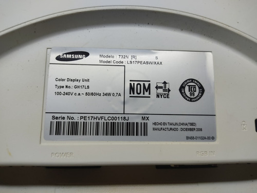 Monitor Samsung 732nplus Daño En Panel Por Piezas (Usado)