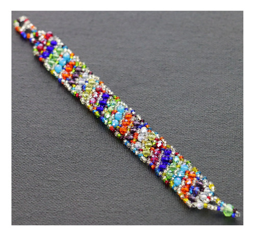 Pulsera De Cristal Brillante Pulsera De Mujer Color Multicolor Diámetro 5 Cm Largo 17 Cm