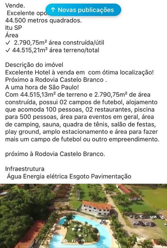 Imagem 3 de 3 de Hotel Fazenda 2790m2 Construida, Terreno 44515,acomoda 100 Pessoas, Piscina Para 500 Pessoas - Ch00059 - 68060021