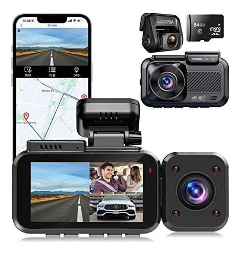 Bpyy 3 Canal 4k Dash Cam, 4k+1080p+1080p Frontal Y Fbssq