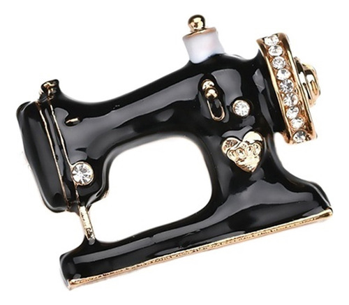 Broche Máquina De Coser For Mujeres Y Niñas, Esmalte Negro