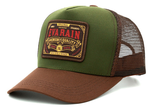 Gorra Gabardina Wild Retro Trucker Marron Verde Eva Rain®