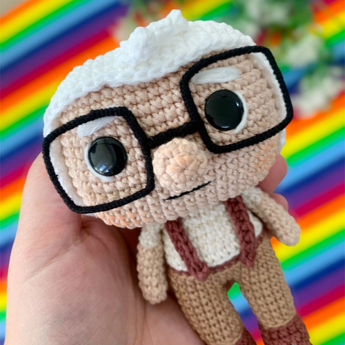 Carl Fredricksen Amigurumi Boneco Personagem Do Filme Up