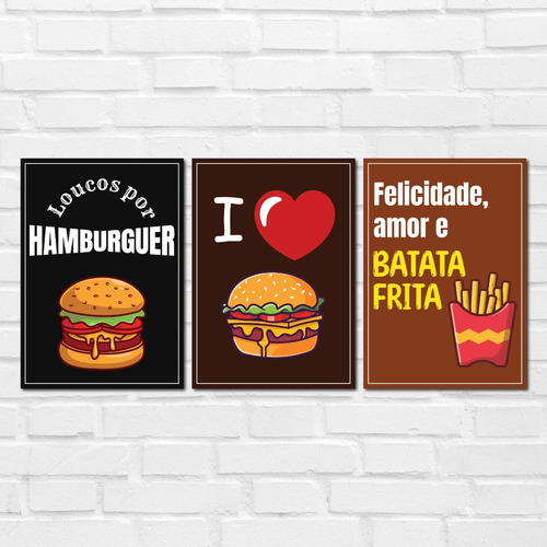 Quadro Decorativo Para Hamburgueria Restaurante Com Frases