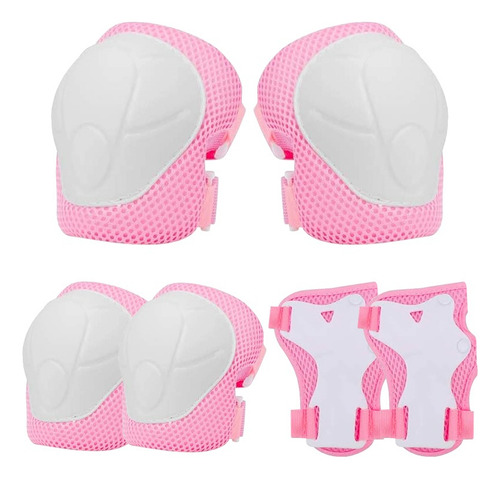 Set De Protección Niñas Rosado Rodillera Codera Muñequera