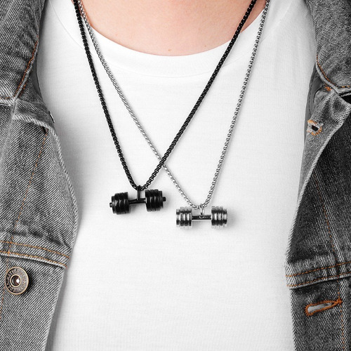 Colar Masculino Com Pingente Haltere
