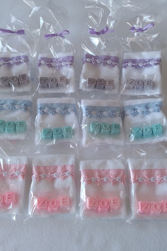 Toallita Con Cinta Decorativa Mas 3 Jabónes De Letras