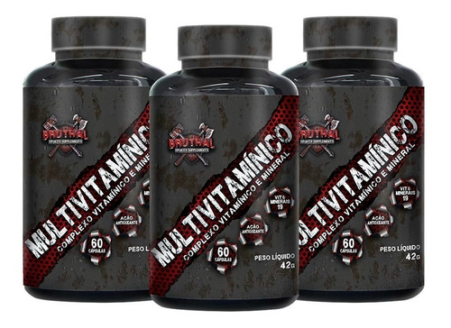 Kit 3x Multivitaminico 60 Cápsulas - Bruthal Sports