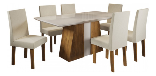 Mesa De Jantar 6 Lugares Milion Seda/nude/off White - Viero Tampa Bege