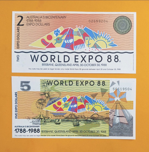 Billetes De Colección 1988 Australia. Expo Feria Mundial Unc