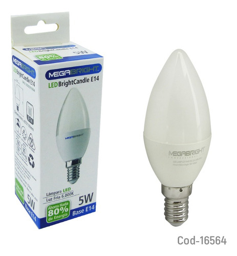 Ampolleta Led Vela 5 Watt, E-14, Luz Fría