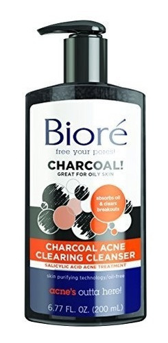 Biore Charcoal Acne Cleaner Cleanser Para Pieles Grasas, 6.7