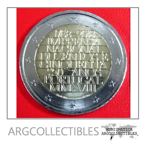 Portugal Moneda 2 Euros 2018 Unc 250 Aniv Prensa Nacional