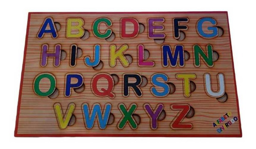 Brinquedo Pedagógico Madeira Alfabeto Divertido De Encaixe