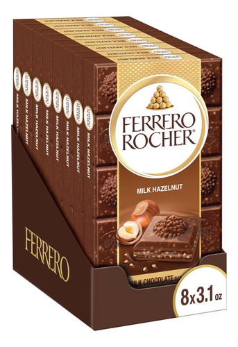Ferrero Rocher Barra De Chocolate Con Avellana  90g - 8 Pack