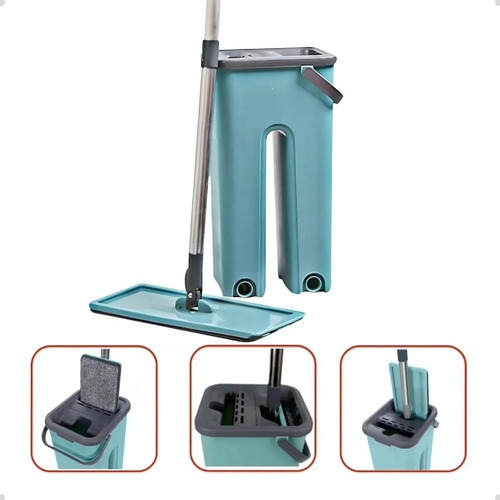 Rodo Flat Mop E Balde Lava Seca Profissional Com 2 Refis