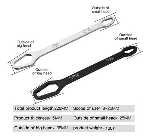 Chave Boca Fixa Aço Universal 8 A 22mm 9/16 7/8 5/16 1/2