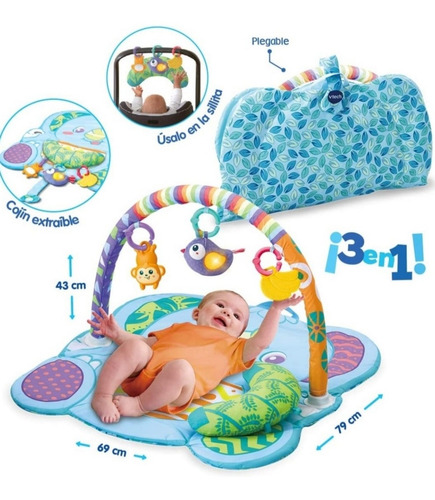 Gimnasio Y Mantita 3 En 1 Vtech Para Bebe +50 Sonidos.