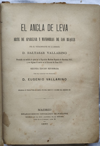 Baltasar Y Eugenio Vallarino.  El Ancla De Leva . (1888)