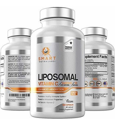 Liposomal Vitamina C 1400mg, Potencia Colageno, 180caps