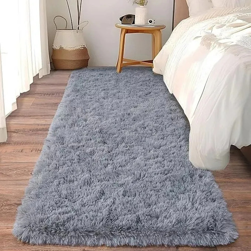Alfombra Nórdica Antideslizante Pelo Largo 100x50 Cama Suave Ancho 50 Cm Color Gris Claro Largo 1 M