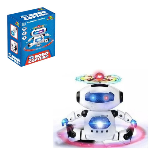 Robô Brinquedo Robocoptero Som Luzes Movimento Hélice Menino