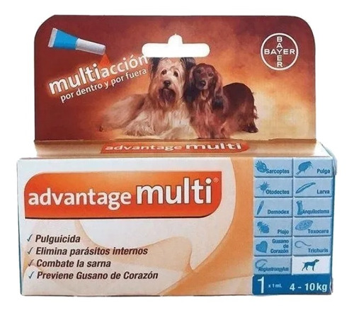 Pipeta antiparasitario para pulga Bayer Advantage Multi para perro de 4kg a 10kg color celeste