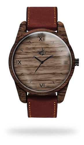 Reloj De Madera Personalizado - Línea Clásica Nogal Piel