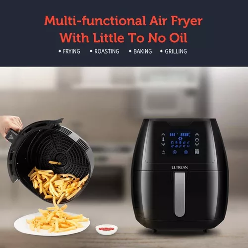 UL Listed Electric Hot Air Fryers Oilless Cooker with 10 Presets 1700W Digital LCD Touch Screen White Nonstick Basket Ultrean 5.8 Quart Air Fryer 