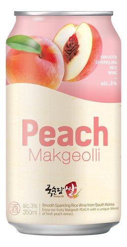 Makgeolli Icing Peach Bebida Coreana Durazno 350ml -2 Latas