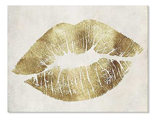 7canvas Arte De Pared De Labios Sexys Dorados, Decoración De