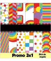 Comprar  Kit Imprimible 3x1 Arco Iris Imagen Fondos #628