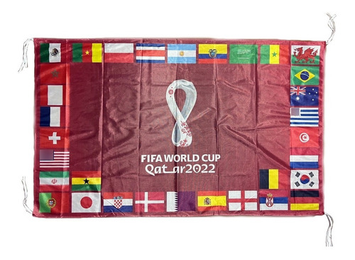 Imagen 1 de 4 de Bandera * Mundial Qatar 2022 * Con Los 32 Paises * 90x150cm 