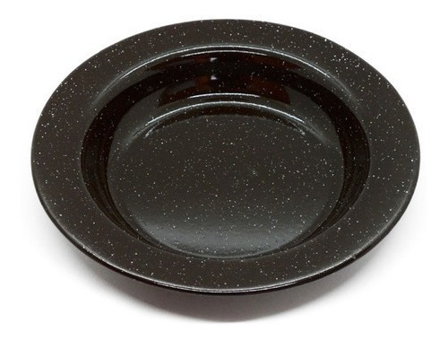 Plato Enlozado Hondo Chapa 28 Cm Parrilla Camping X12 Uni. Negro Liso