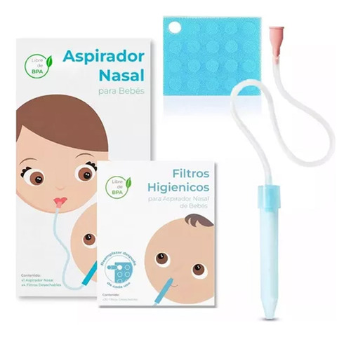Aspirador Nasal Para Bebé Con 24 Filtros Higiénicos