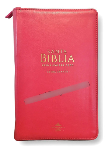 Biblia Rvr 1960 Letra Grande  Símil Piel Fucsia Con Cierre