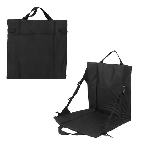 Silla De Playa Plegable Negra Con Cojín Portátil Ligero