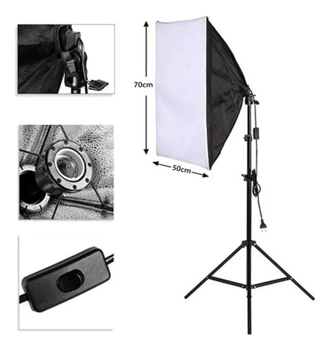 Softbox Luz 50x70cm Soquete E27 Com Tripé 2 Metro E10