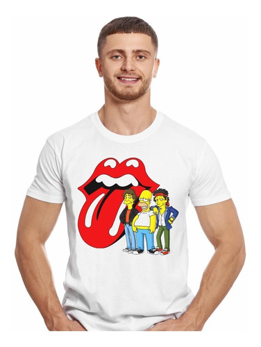 Polera Simpsons Rolling Stones Rock Impresión Directa