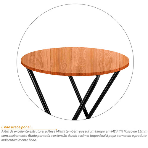 Mesa Bistrô Alta Dobrável Preta C/ Tampo 60cm Redondo Bar Cor Preto Fosco