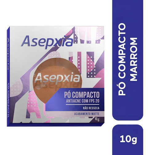 Pó Compacto Antiacne Fps 20 Marrom 10g Asepxia