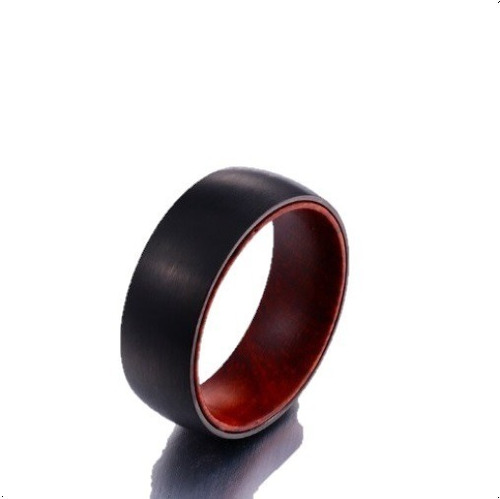 Anillo De Hombre Titanio Black Space Madera Red Moda 2020