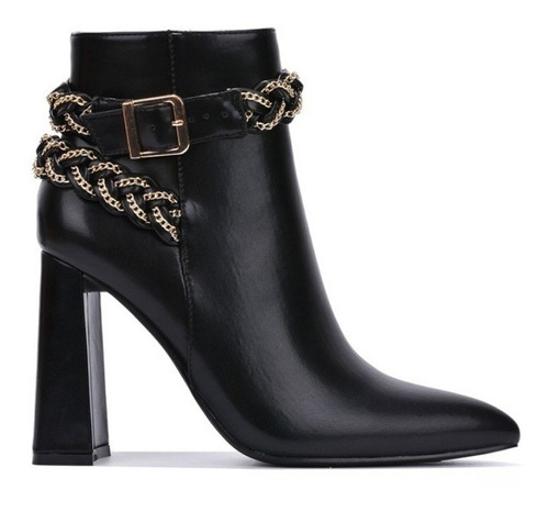 Botas Dama Tacón Con Cadena (negro) - Talla 36