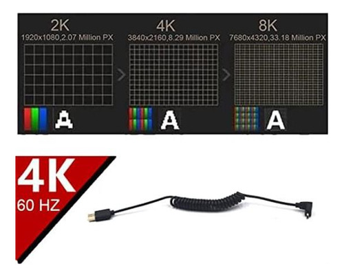 Cable Enrollado Micro Hdmi A Hdmi, 1,2 M, Alta Definición