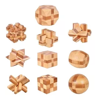 Set Juguete Tradicional Chino Luban Lock Unique Magic 3D Rompecabezas de Madera Cubo de Madera Intelectual Juguetes Educativos Regalos RONSHIN 6 Unids 