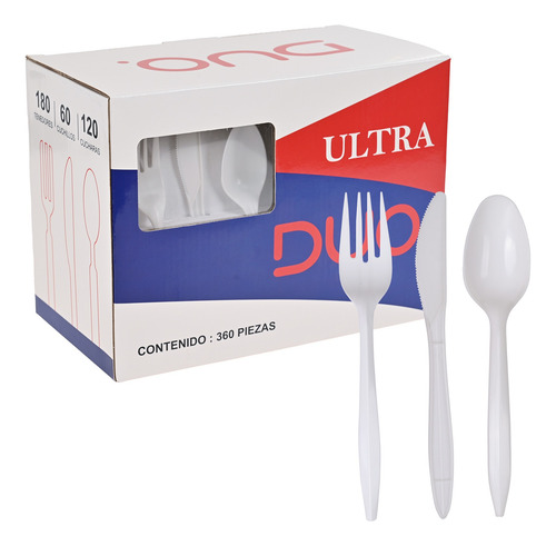 Set De Cubiertos Desechables Blancos 360 Piezas
