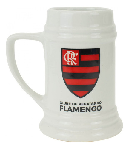 Caneca Porcelana Branca 500ml - Flamengo Cor Branco
