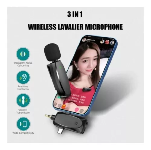 Micrófono Inalámbrico Para Celular 3 En 1. Ios Y Android
